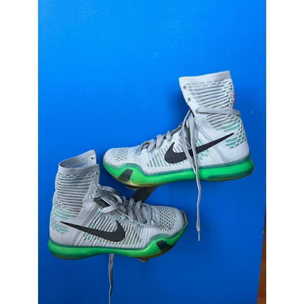 NIKE KOBE X 10 ELITE sz 8 "ELEVATE" WOLF GREY RETRO WHITE flyknit 718763-041.